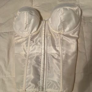 Fredricks of Hollywood white satin corset.